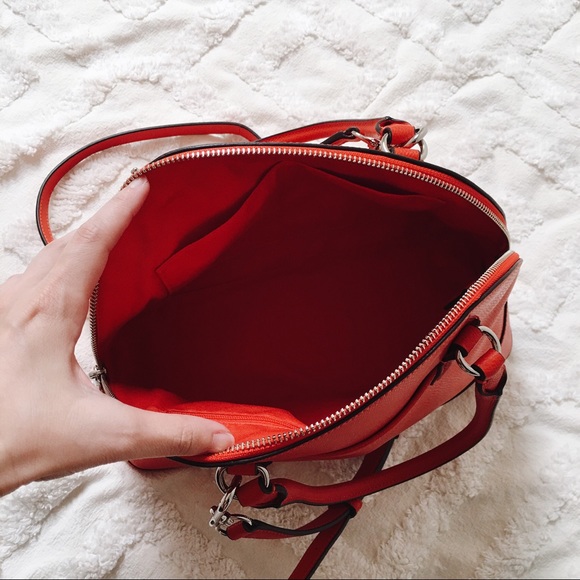 Coach Red Cross-Grain Leather Dome Bag - Picture 3 of 8